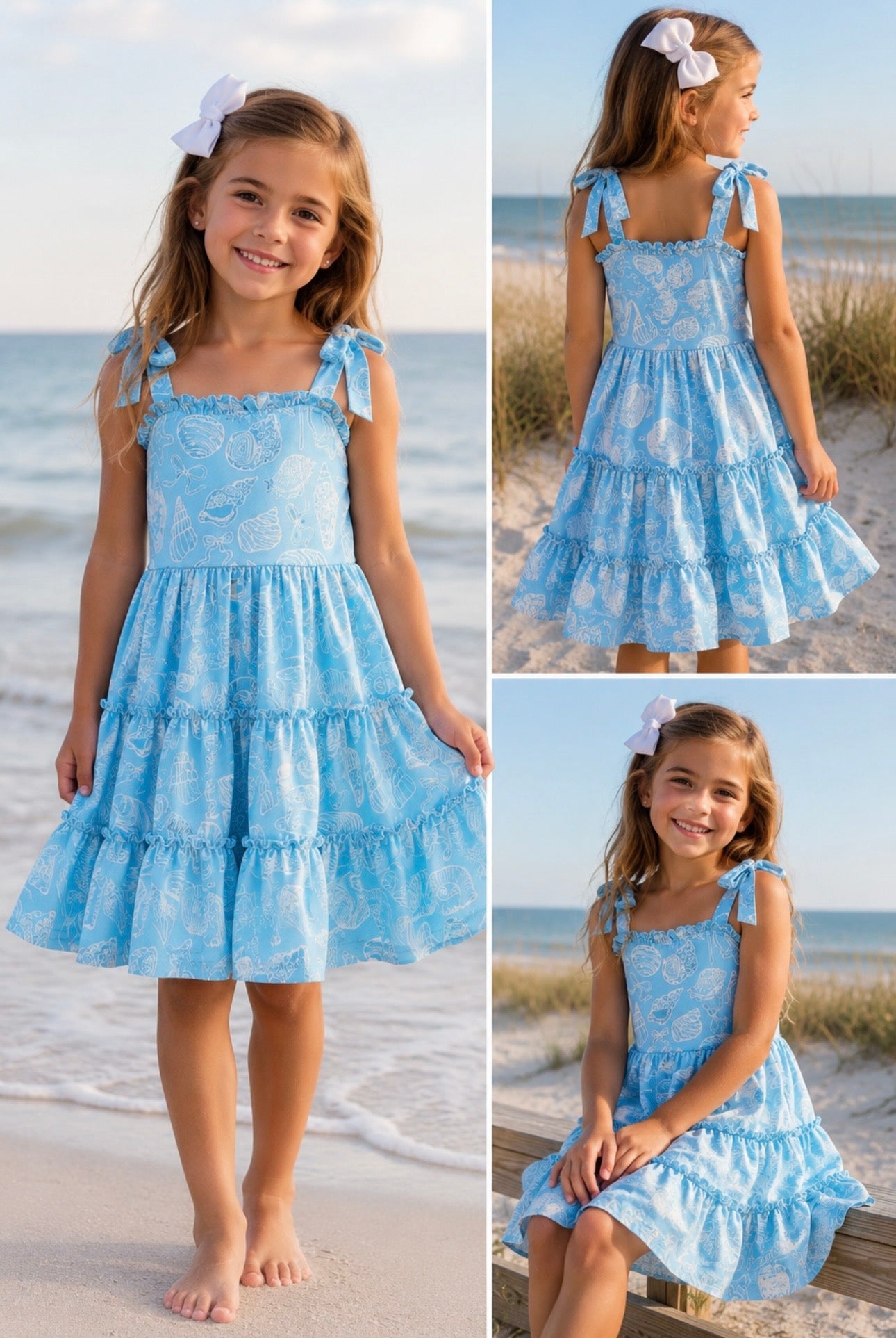 Seaside shells, ruffle dress ￼