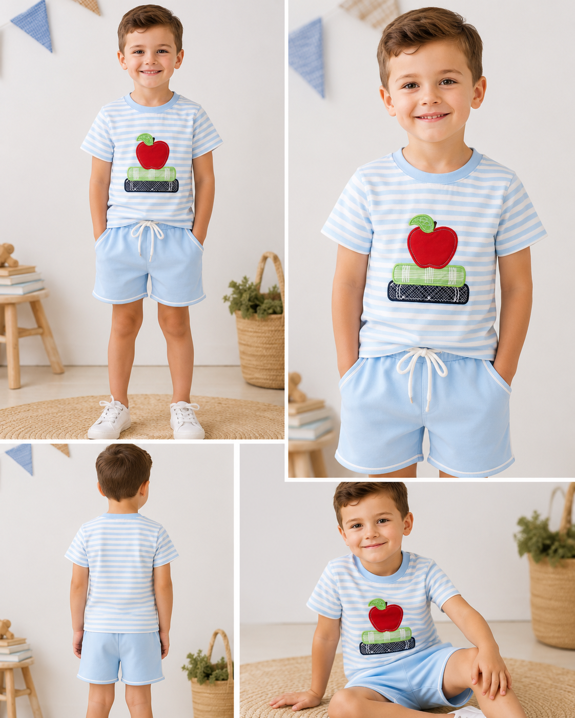 🍎 Apple & Books Back-to-School Short Set 📚