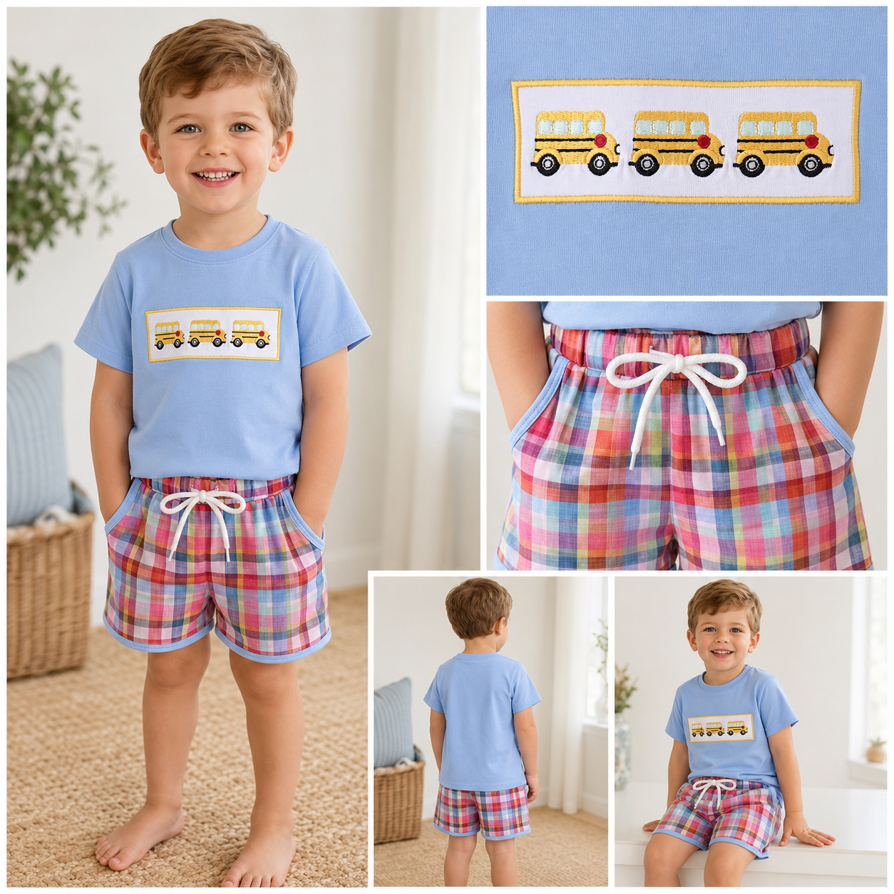 Back to School Bus Short Set