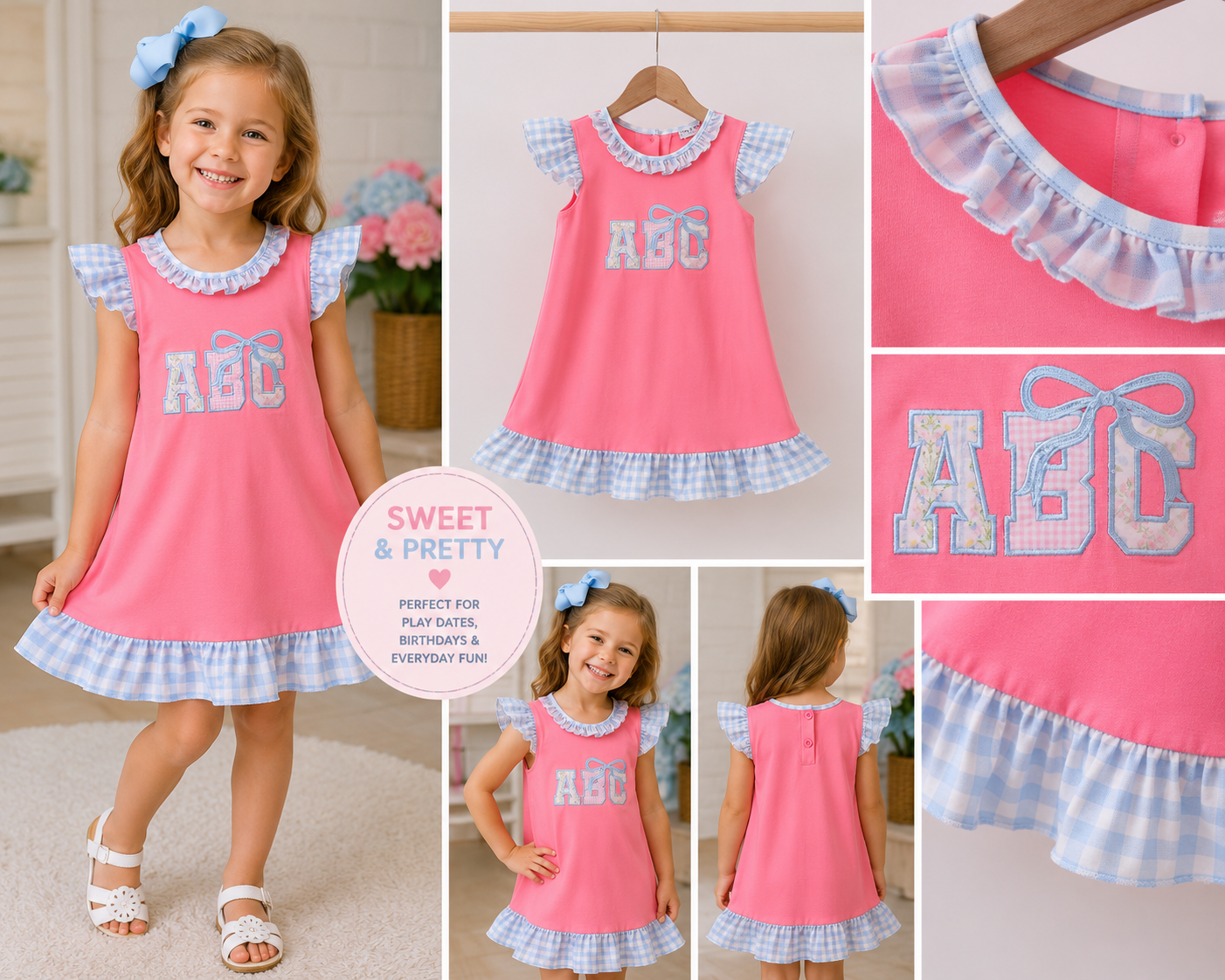 🎀 ABC Gingham Ruffle Dress 🎀