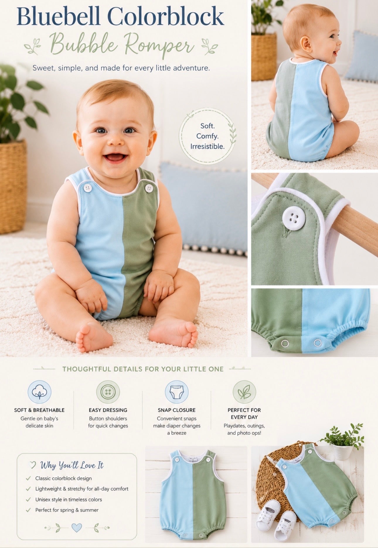 Blue Bell color block romper ￼