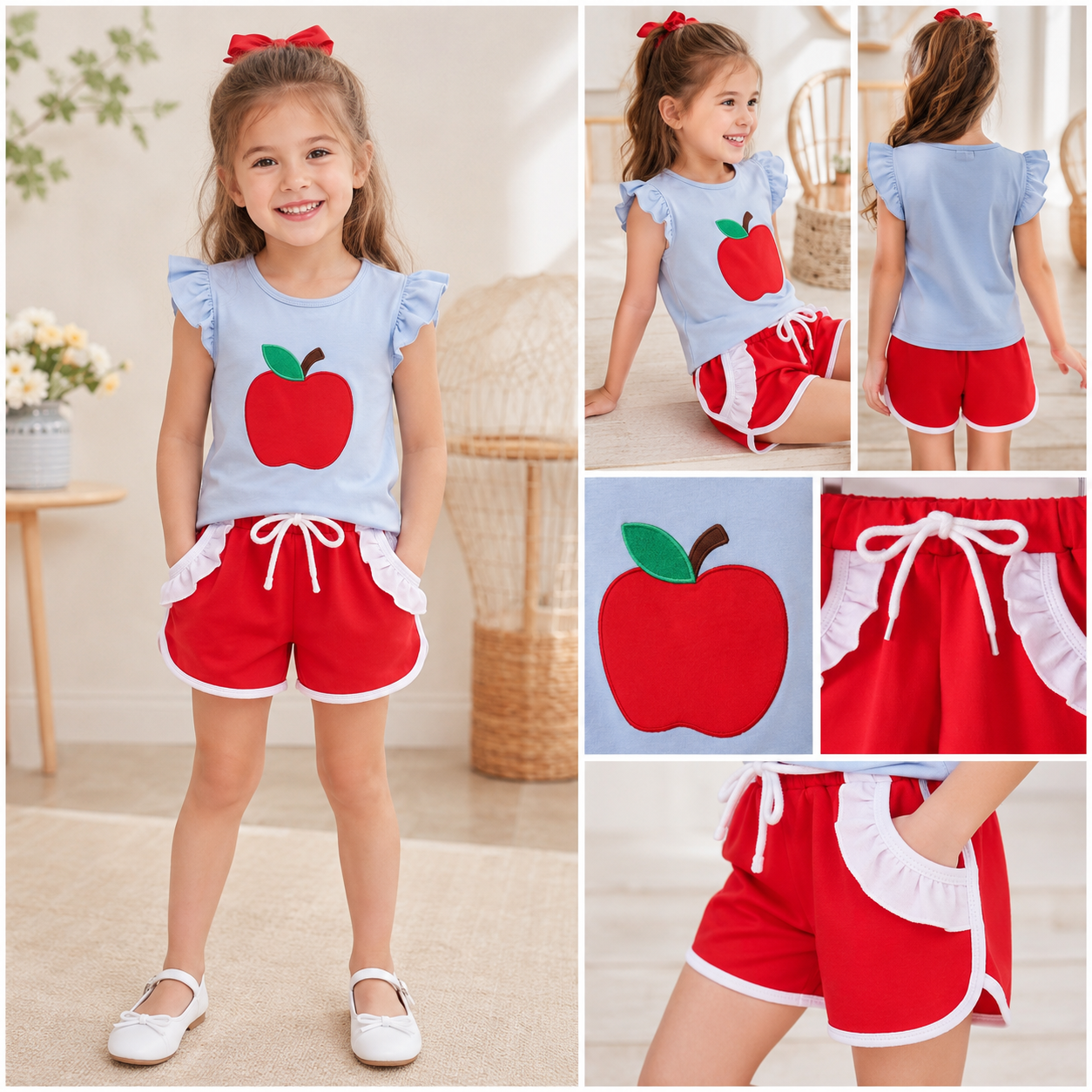 Apple Ruffle Short Set