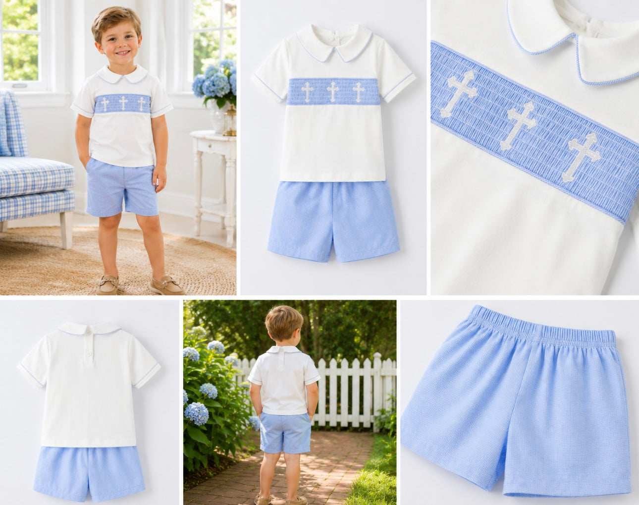 Blue Heirloom cross set
