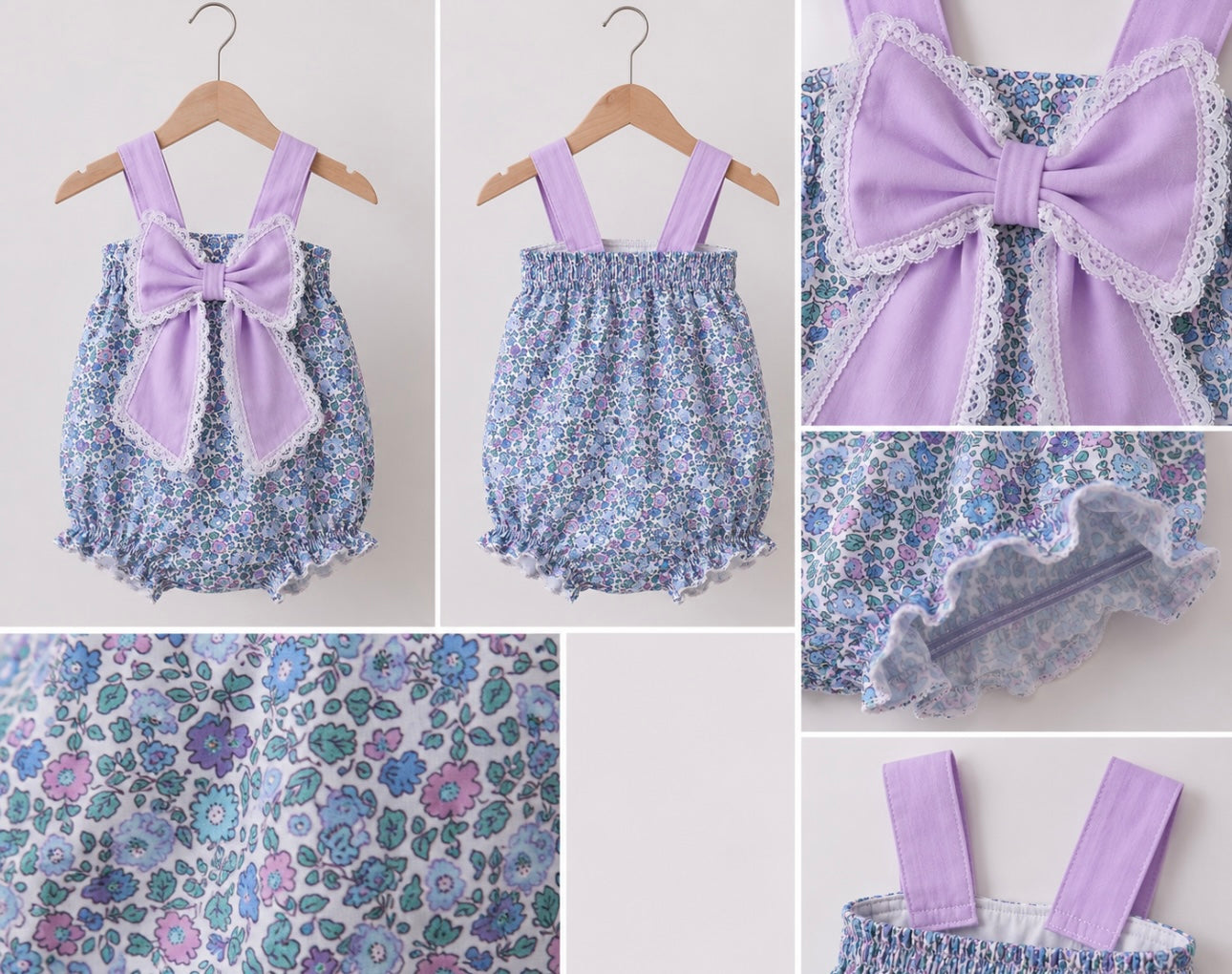 Lavender bloom bubble romper