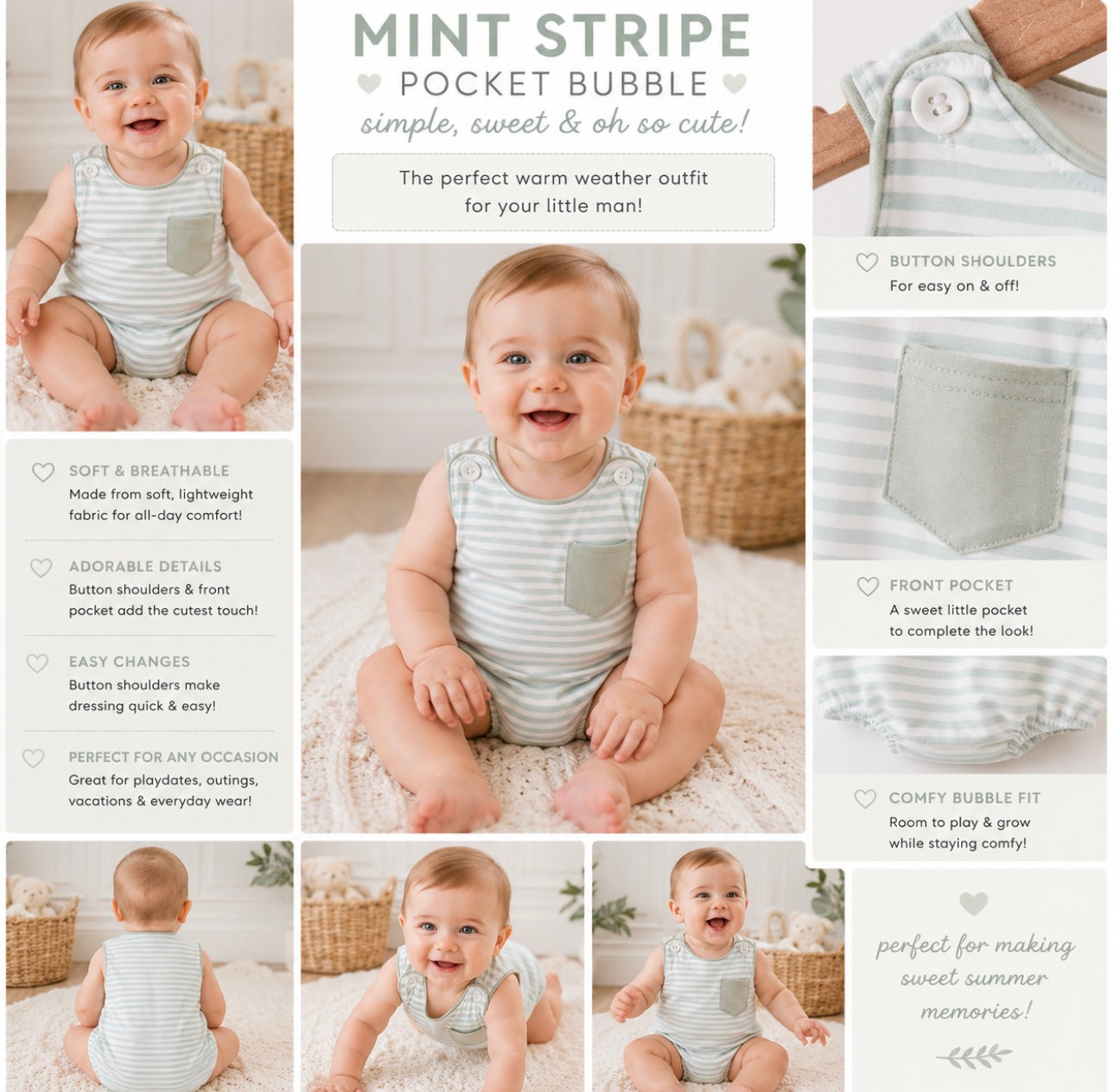 Mint stripe Pocket bubble