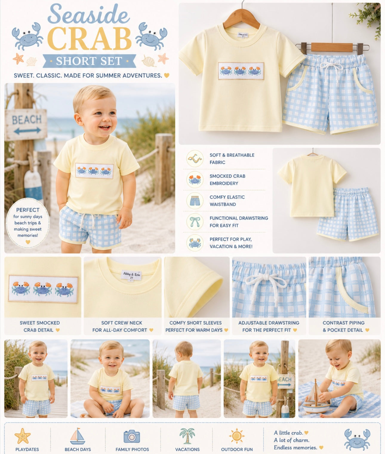 Seaside Crab Smocked Set
