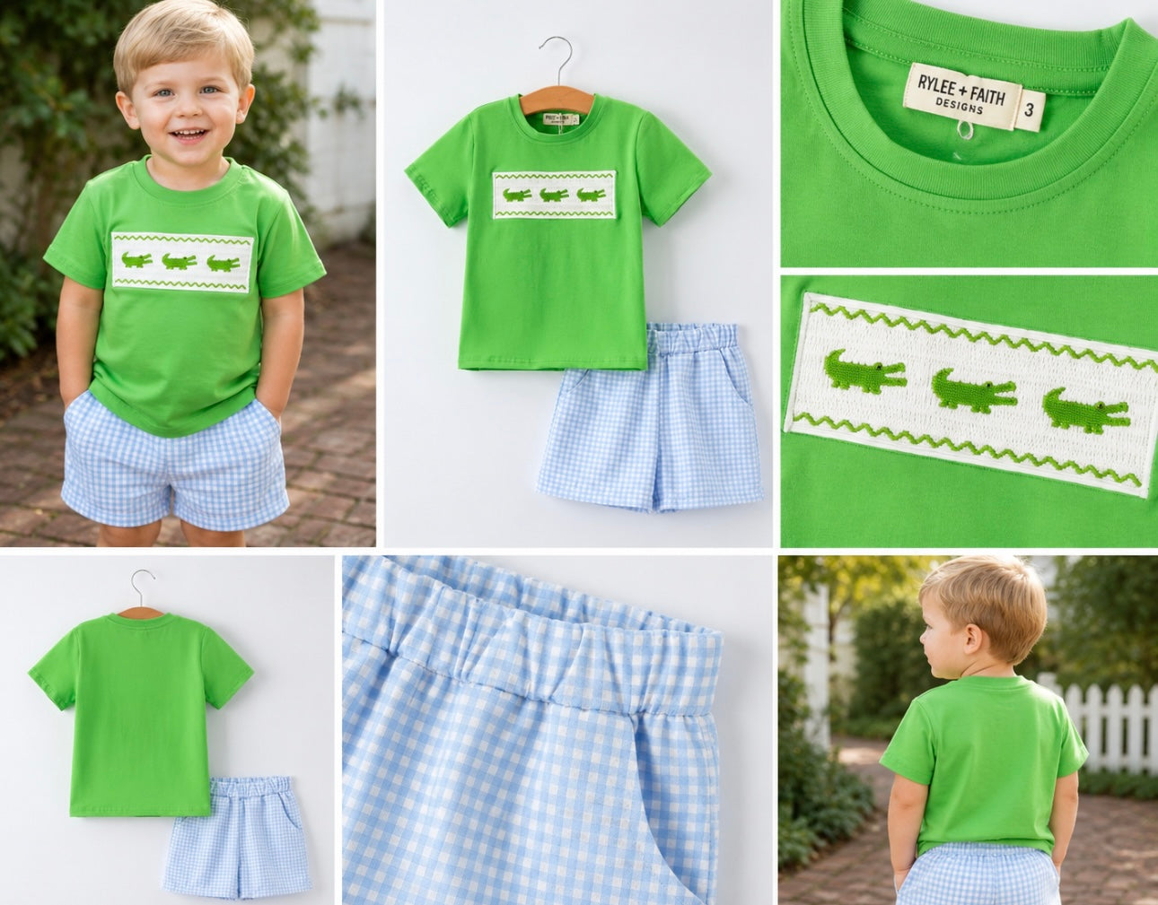Alligator smocked short set