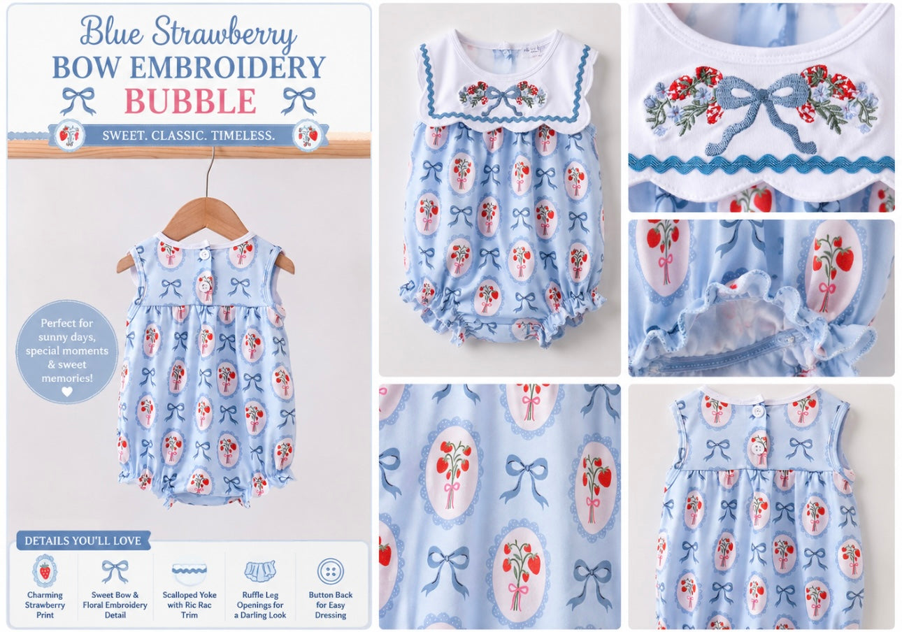 Blue strawberry bow bubble