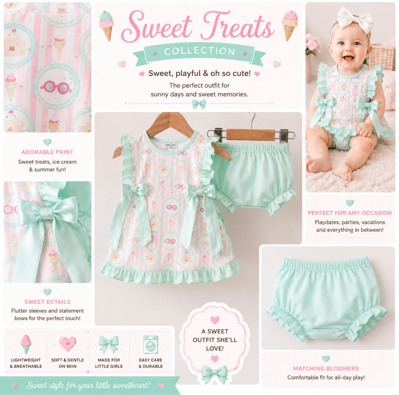 🍦 Mint Sweet Treat Bloomers Set 🍦