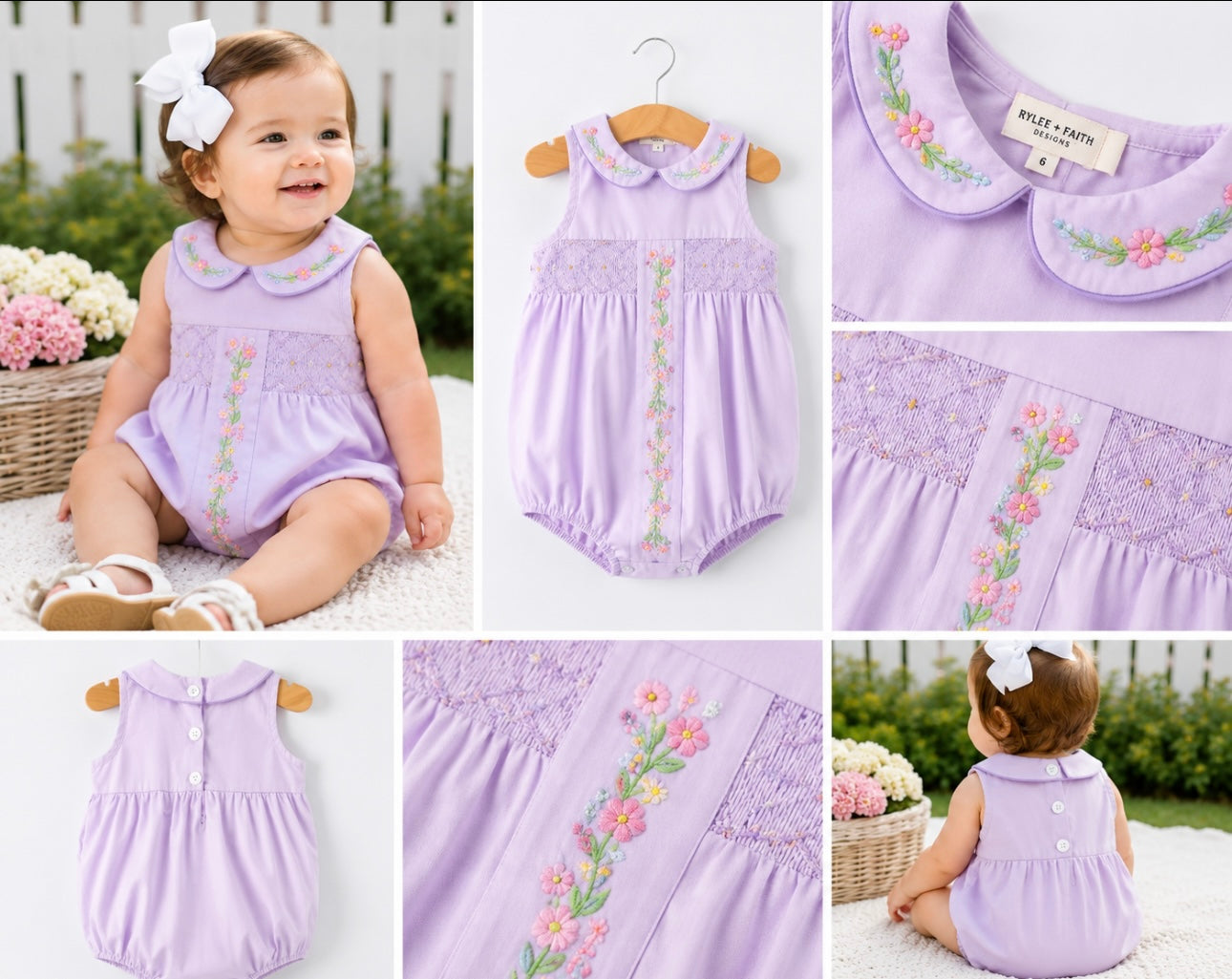 Lavender smocked bubble