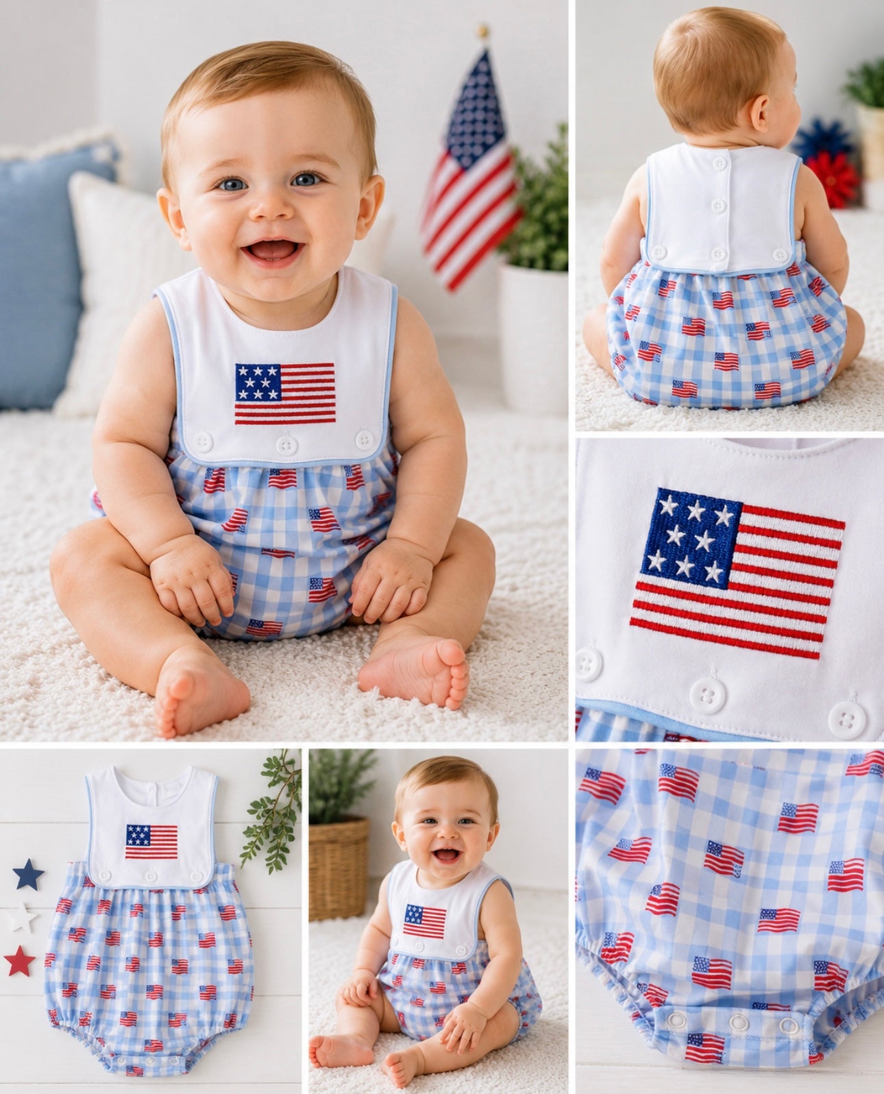All American Flag Bubble Romper