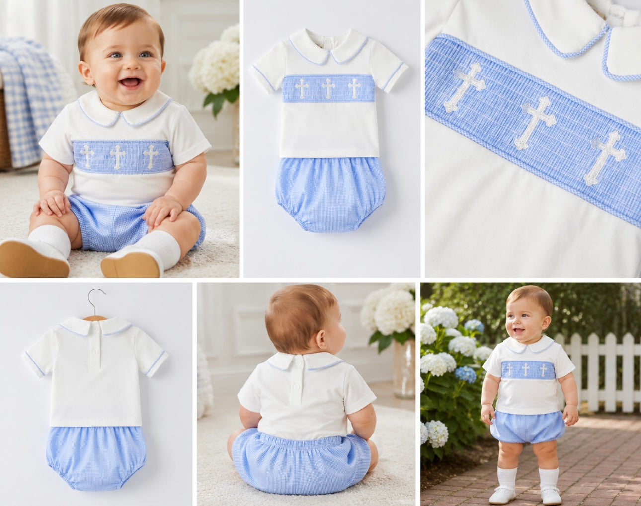 ✨ Blue Heirloom Cross bloomer set✨