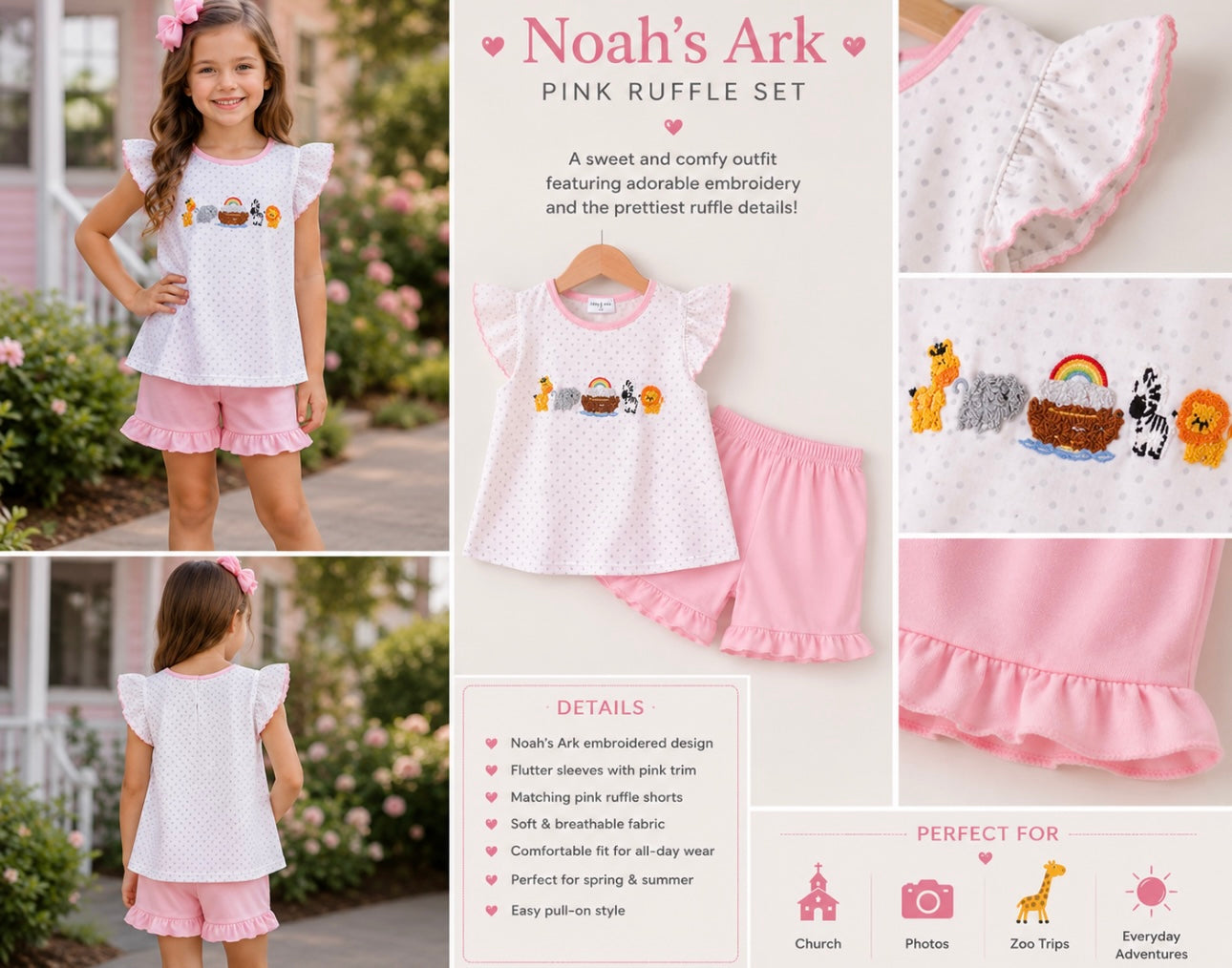 Noah’s ark pink ruffle set