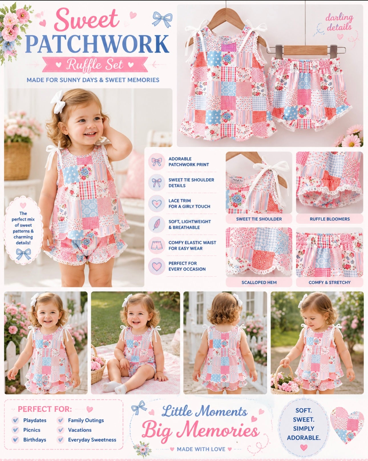 Patchwork Petals bloomer set ￼