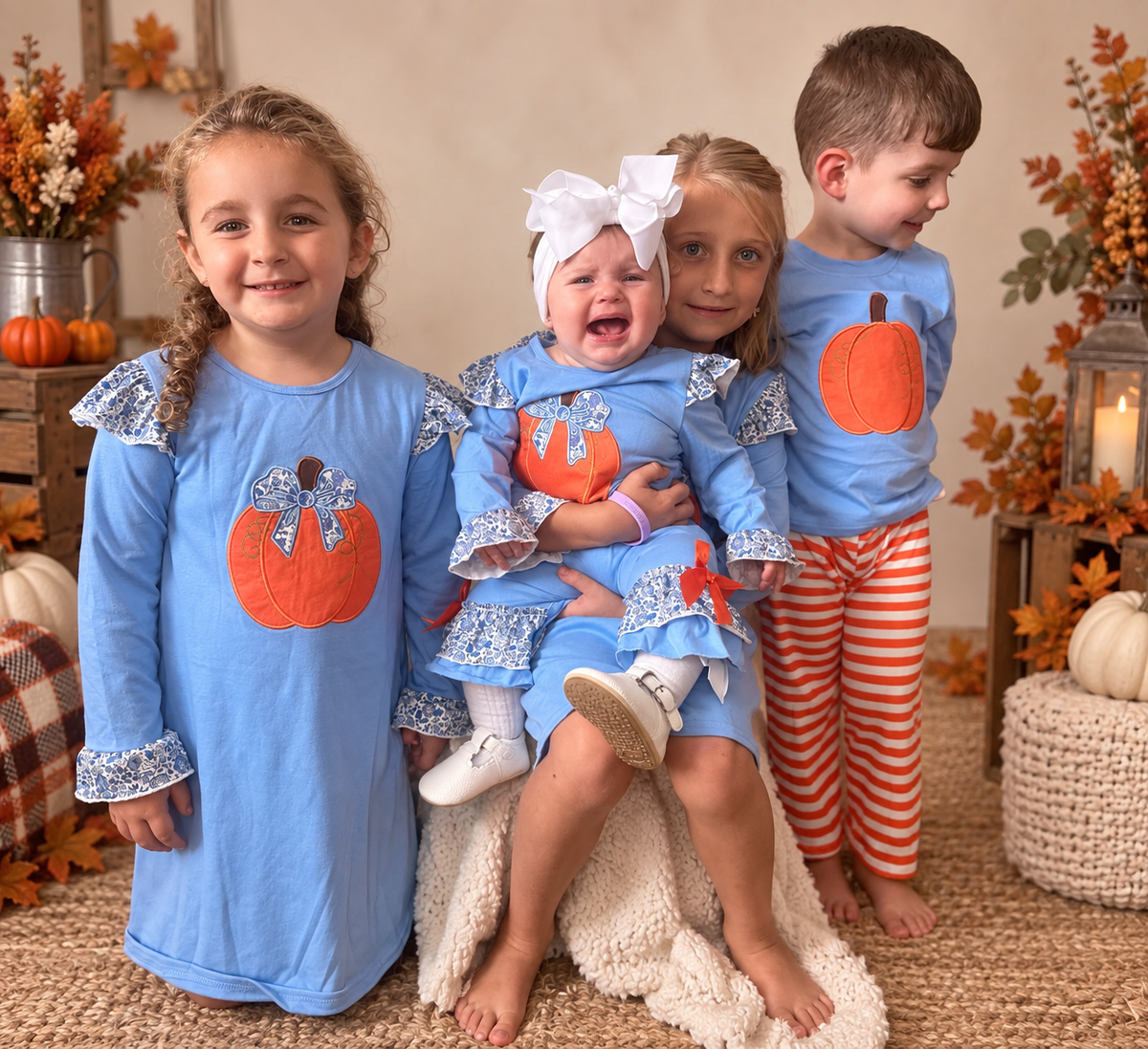 Blue Pumpkin Bow Dress