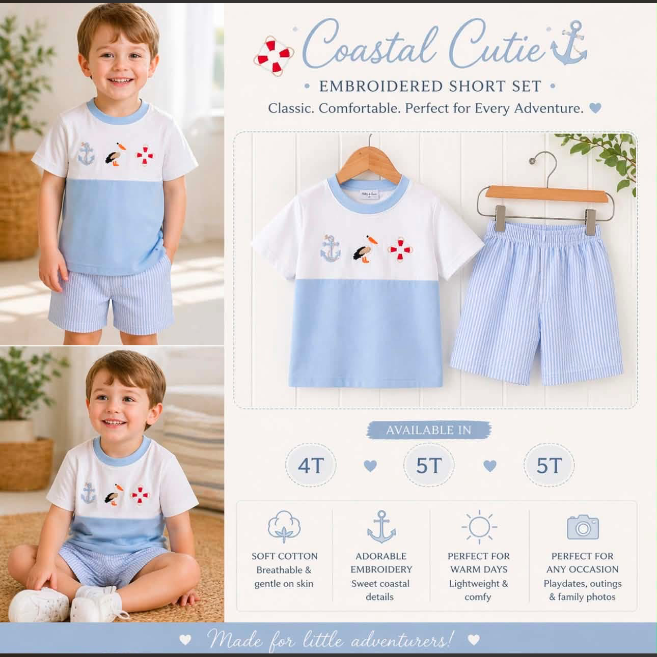 Embroidered Nautical Boys Set