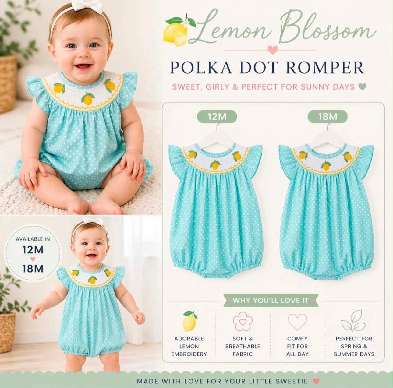 Lemon Smocked Bubble