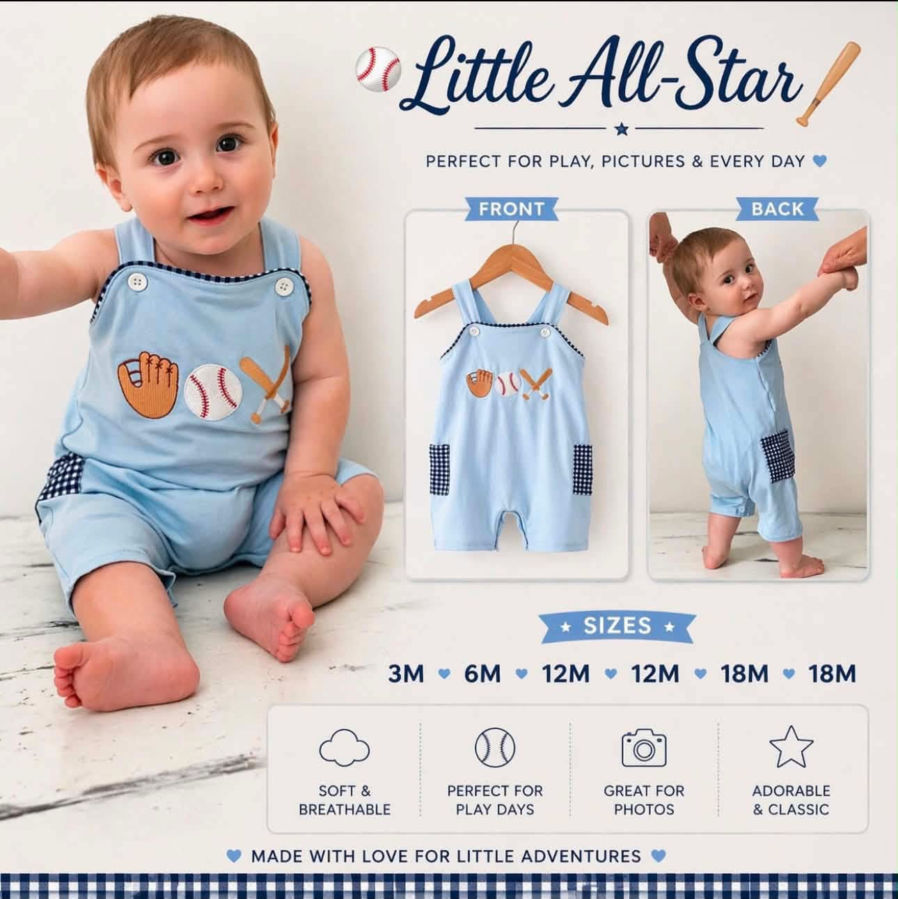 boys' baseball romper